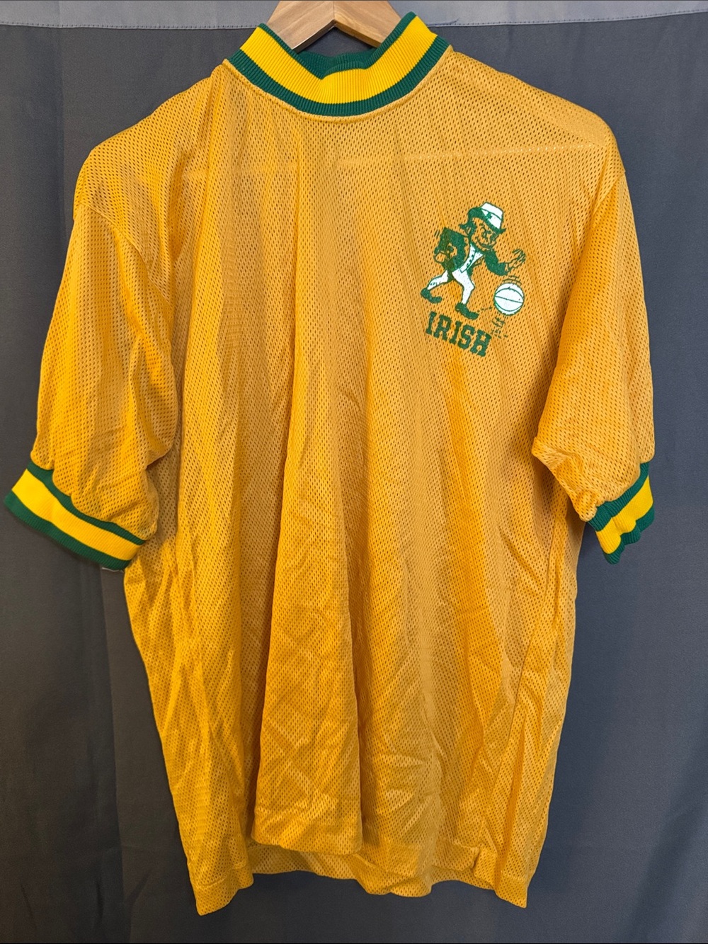 Vintage Champion Yellow & Green 'Irish' Mesh Basketball Jersey